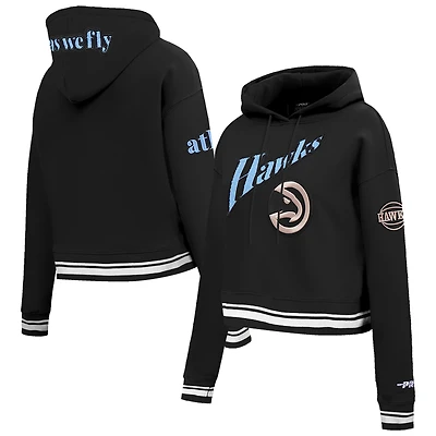 Women's Pro Standard Black Atlanta Hawks 2024/25 City Edition Cropped Pullover Hoodie