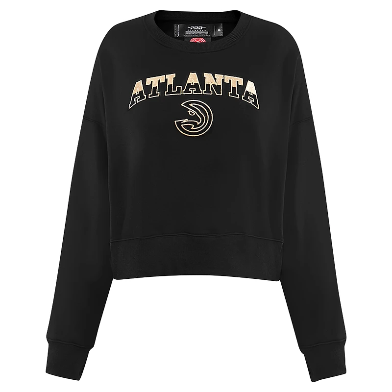 Sweat-shirt court Pro Standard noir Atlanta Hawks Glam pour femmes