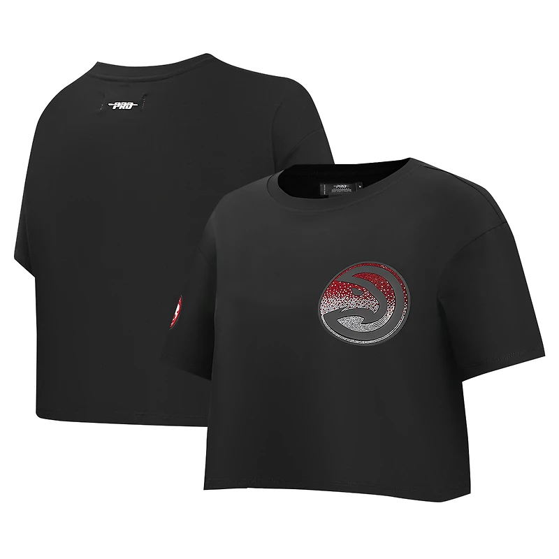 Women's Pro Standard Black Atlanta Hawks Jewels Boxy Cropped T-Shirt