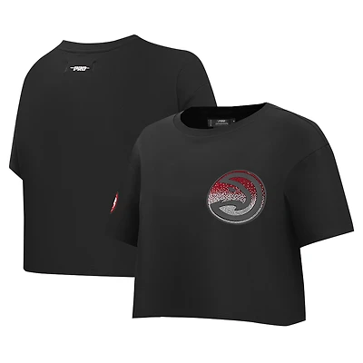 Women's Pro Standard Black Atlanta Hawks Jewels Boxy Cropped T-Shirt