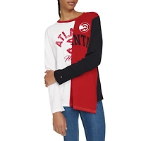Women's Tommy Jeans White/Red Atlanta Hawks Amelia Color Blocked Long Sleeve T-Shirt
