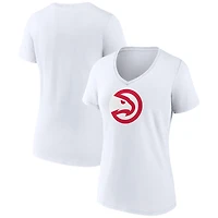 Women's  White Atlanta Hawks Primary Logo V-Neck T-Shirt