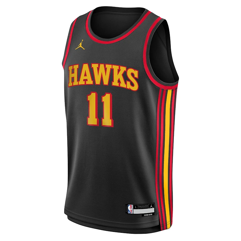 Maillot Jordan Brand Trae Young noir Swingman des Atlanta Hawks pour jeunes - Édition Statement