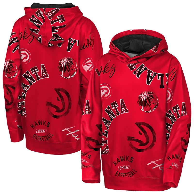 Sweat à capuche rouge Youth Outerstuff Atlanta Hawks avec inscription « Violation en mouvement »