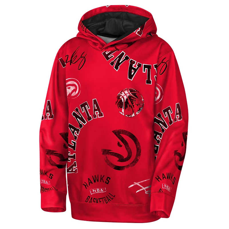 Sweat à capuche rouge Youth Outerstuff Atlanta Hawks avec inscription « Violation en mouvement »