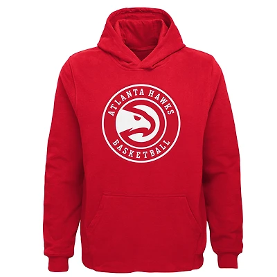 Youth Outerstuff Red Atlanta Hawks Primary Logo Pullover Hoodie