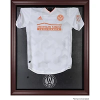 Vitrine de présentation pour maillot avec logo de l'équipe en acajou encadrée du Atlanta United FC