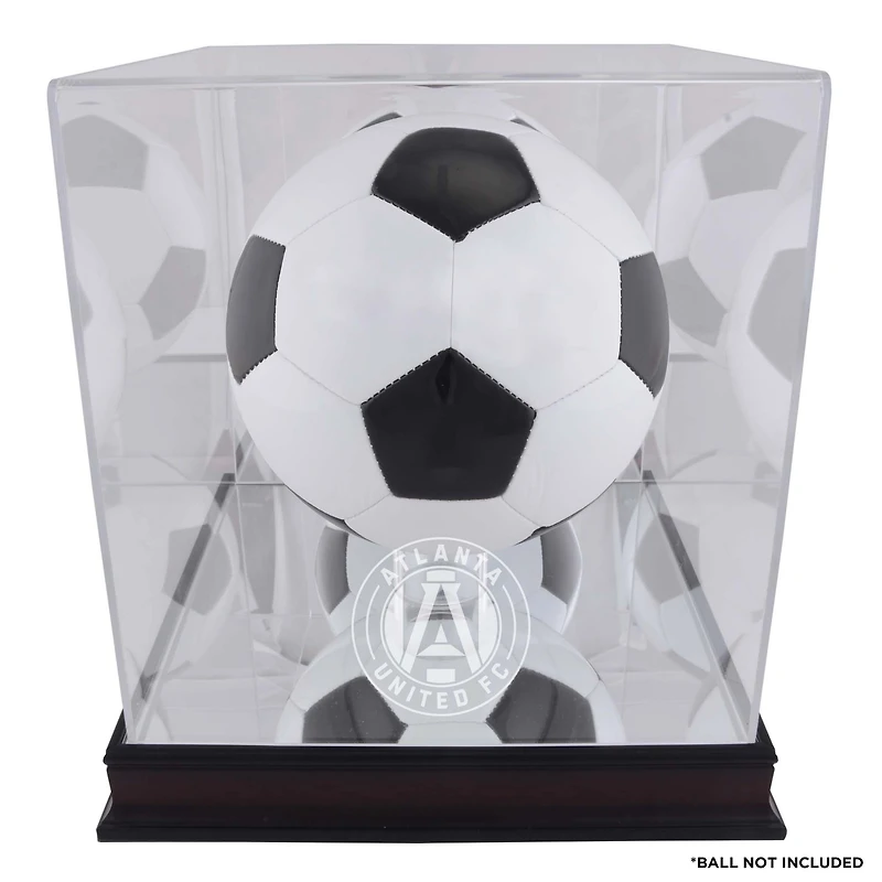 Vitrine de ballon de football avec logo de l'équipe Atlanta United FC en acajou