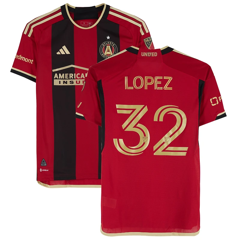 Maillot rouge n°32 de l'Atlanta United FC d'Erik López pour la saison 2023 de la MLS