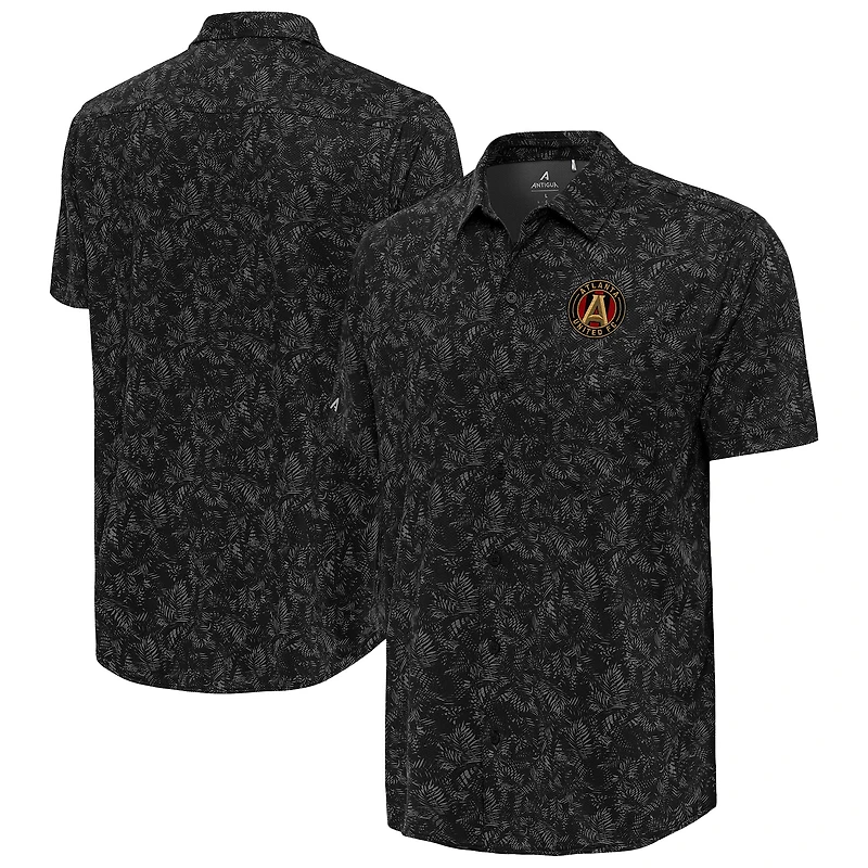 Men's Antigua Black Atlanta United FC Lush Woven Button-Up Top