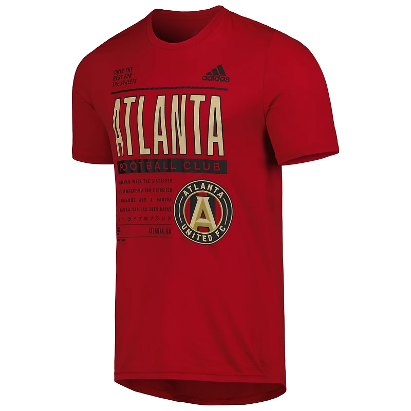 T-shirt de performance adidas Atlanta United FC Club DNA pour homme rouge