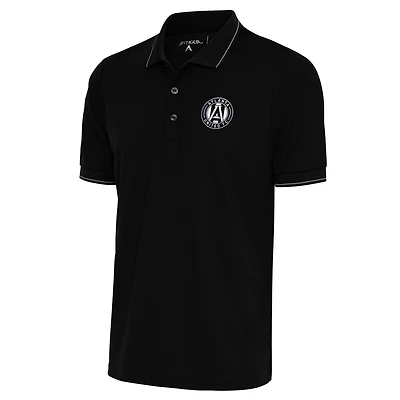 Polo piqué uni noir Atlanta United FC pour homme avec logo métallisé brossé