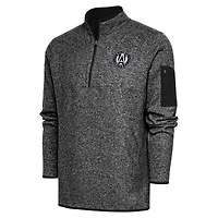 Veste pull-over à col zippé Antigua Heather Black Atlanta United FC avec logo métallique brossé Fortune pour homme