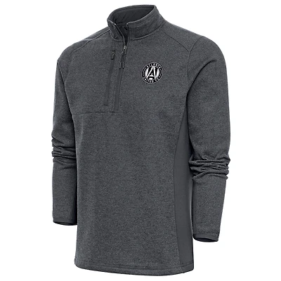 Pull zippé quart de tour Atlanta United FC à logo métallique brossé Antigua Heather Charcoal pour homme