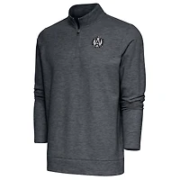 Men's Antigua Heather Charcoal Atlanta United FC Brushed Metallic Logo Gambit Quarter-Zip Pullover Top
