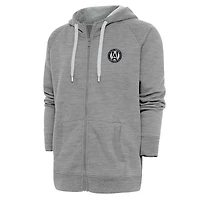 Sweat à capuche zippé intégral Antigua Heather Grey Atlanta United FC avec logo métallique brossé Victory pour homme