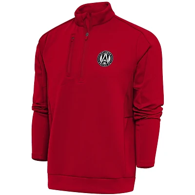Men's Antigua  Red Atlanta United FC Brushed Metallic Generation Quarter-Zip Top