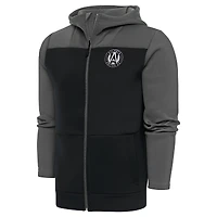 Sweat à capuche zippé intégral pour homme Atlanta United FC avec logo métallique brossé Antigua Steel/Black