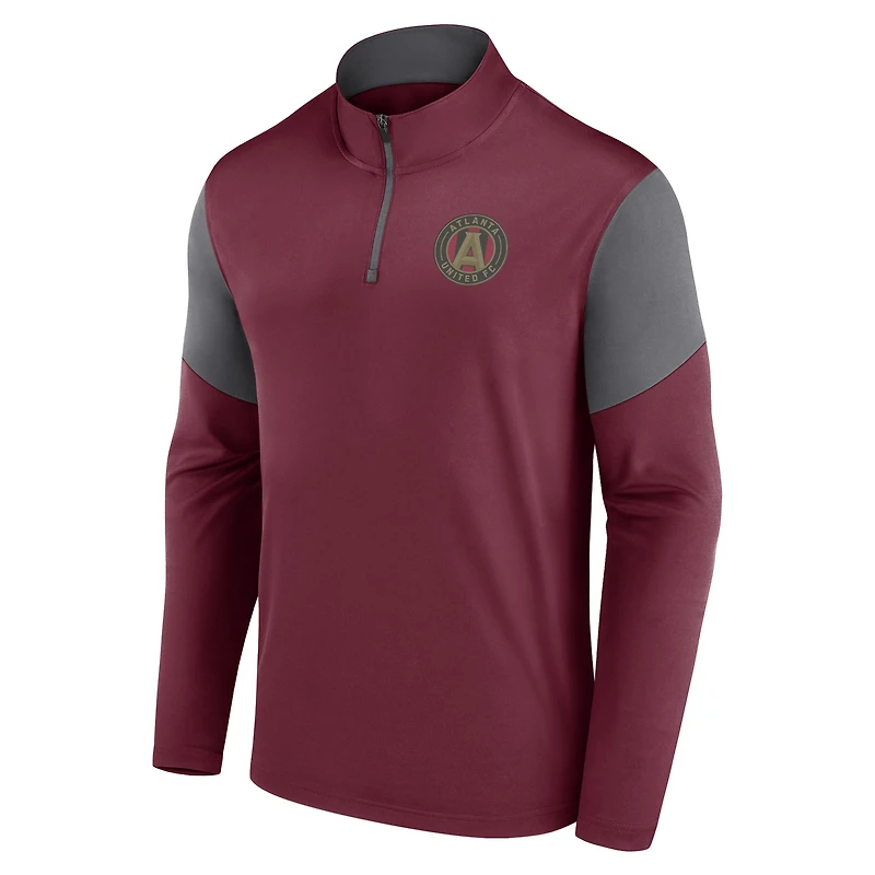 Haut rouge à quart de zip avec logo Atlanta United FC marque Fanatics pour hommes