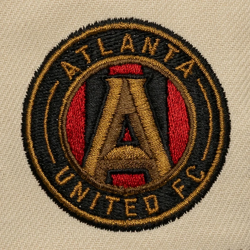 Men's Mitchell & Ness  Cream/Black Atlanta United FC Upside Down Pro Pinch Snapback Hat