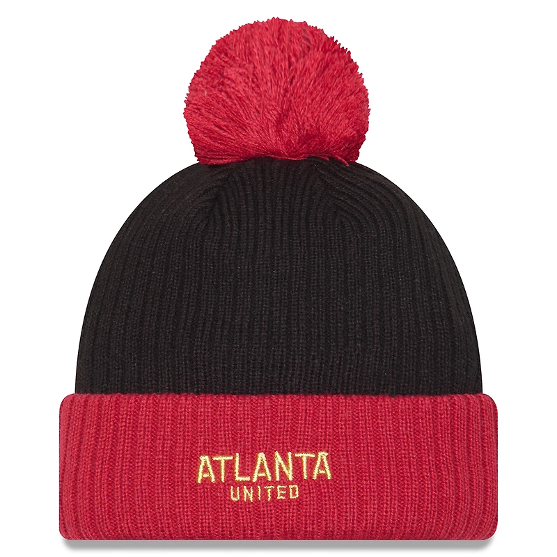 Men's New Era  Black/Red Atlanta United FC 2025 Jersey Hook Cuffed Knit Hat with Pom