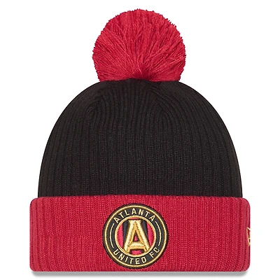 Men's New Era  Black/Red Atlanta United FC 2025 Jersey Hook Cuffed Knit Hat with Pom
