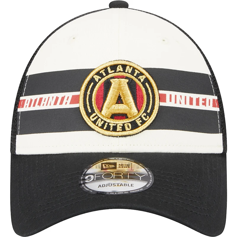 Casquette Snapback New Era Atlanta United FC Team Stripes 9FORTY blanche/noire pour homme