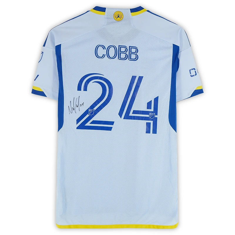 Noah Cobb Atlanta United FC Autographed Match-Used #24 Blue adidas Jersey from the 2024 MLS Season - Size M