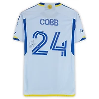 Noah Cobb Atlanta United FC Autographed Match-Used #24 Blue adidas Jersey from the 2024 MLS Season - Size M