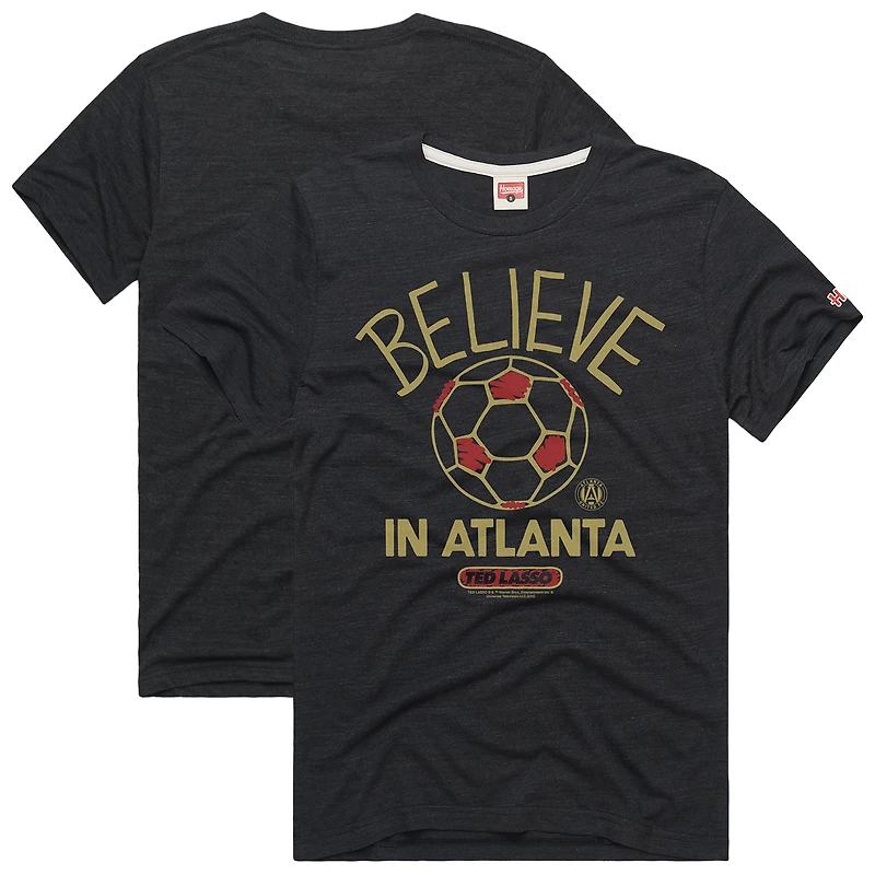 Unisex Homage Charcoal Atlanta United FC MLS x Ted Lasso Believe Graphic Tri-Blend T-Shirt