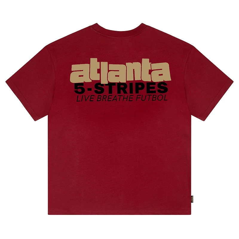 T-shirt unisexe Live Breathe Futbol rouge Atlanta United FC 5 bandes