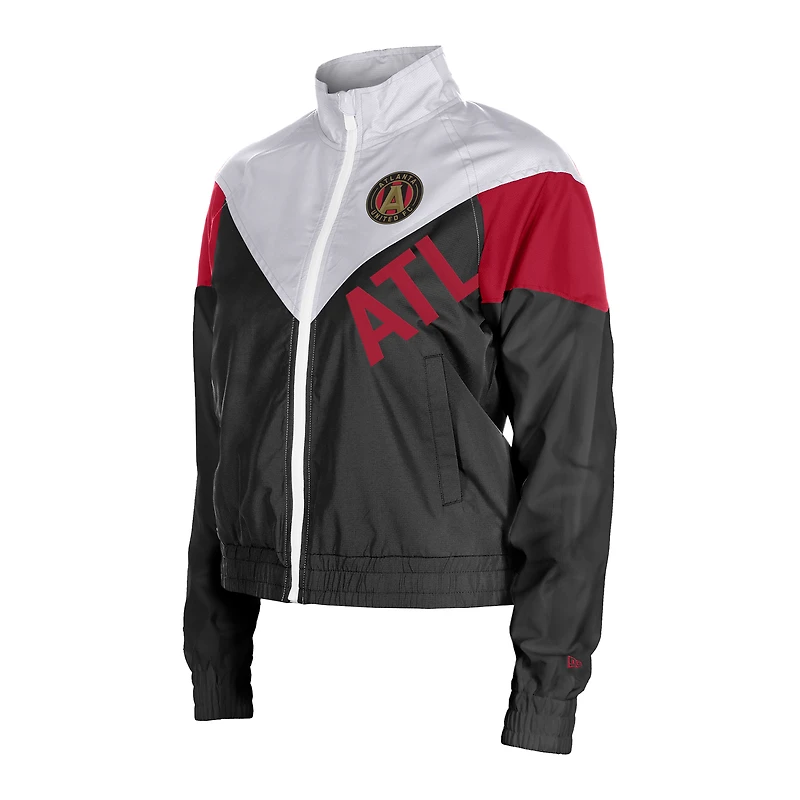 Veste coupe-vent courte entièrement zippée noire 5th & Ocean by New Era pour femme Atlanta United FC Leisure