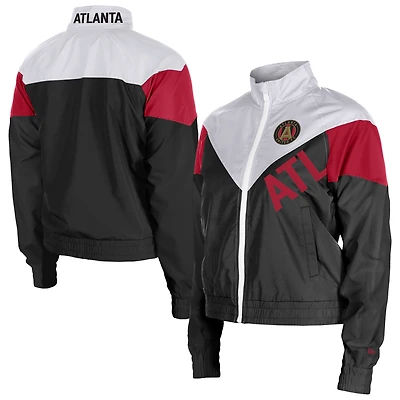 Women's 5th & Ocean by New Era  Black Atlanta United FC Leisure Cropped Full-Zip Windbreaker Jacket