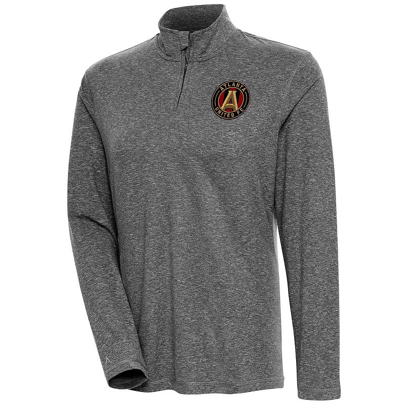 Women's Antigua Heather Black Atlanta United FC Confront Quarter-Zip Pullover Top