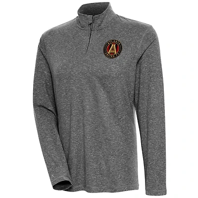 Women's Antigua  Heather Black Atlanta United FC Confront Quarter-Zip Pullover Top