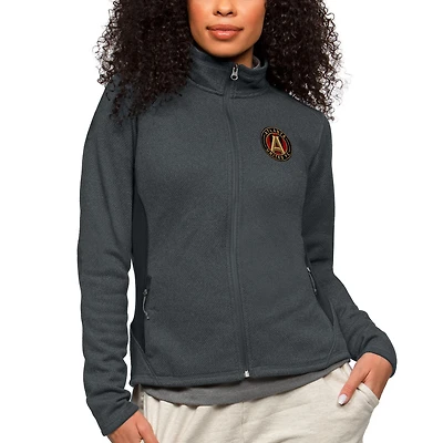 Veste zippée intégrale pour femme avec logo de l'équipe Atlanta United FC, couleur charbon chiné Antigua