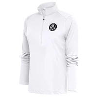 Haut demi-zippé blanc Antigua Atlanta United FC avec logo métallique brossé pour femme