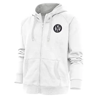 Sweat à capuche entièrement zippé Antigua White Atlanta United FC avec logo métallique brossé Victory pour femme