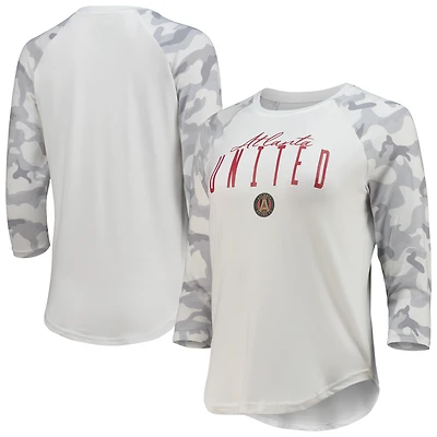 Haut raglan à manches 3/4 en composite Atlanta United FC Concepts Sport pour femme, blanc/gris