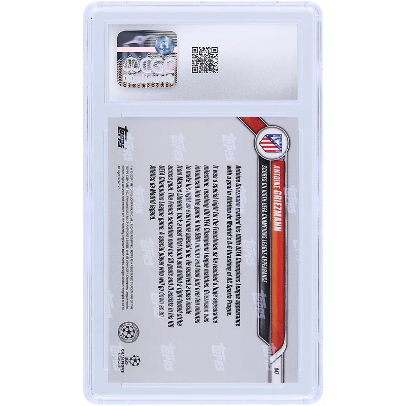 Antoine Griezmann Atletico de Madrid 2024-25 Topps Now UEFA Scores On 100th UEFA Champions League Appearance #47 CGC Authenticated 10 Card