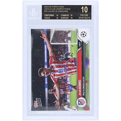Julián Alvarez Atletico de Madrid 2024-25 Topps Now Brace in Comeback Victory Black Label #76 BGS Authenticated 10 Card - 10,10,10,10 Subgrades
