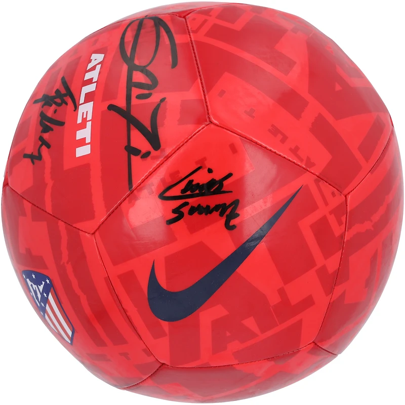 Luis Suarez, Antoine Griezmann & João Félix Atletico de Madrid Autographed Nike Red Logo Soccer Ball