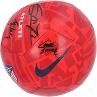 Luis Suarez, Antoine Griezmann & João Félix Atletico de Madrid Autographed Nike Red Logo Soccer Ball