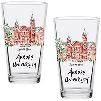 Auburn Tigers Laura Wilcox Watercolors 16oz Pint Glass 2-Pack
