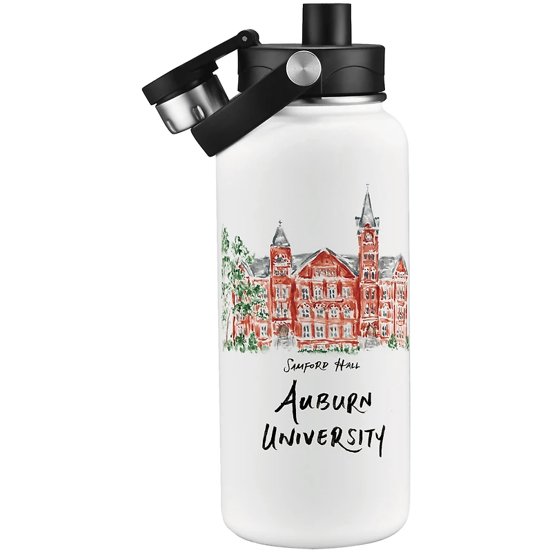 Bouteille d'eau de 1 litre (34 oz) aux aquarelles Laura Wilcox des Auburn Tigers