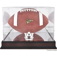 Vitrine de présentation du logo de football des Auburn Tigers avec base en acajou et dos en miroir