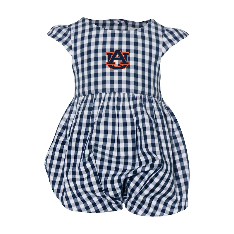 Girl's Infant Garb Navy Auburn Tigers Cara Gingham Ruffled Bodysuit