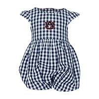 Girl's Infant Garb Navy Auburn Tigers Cara Gingham Ruffled Bodysuit