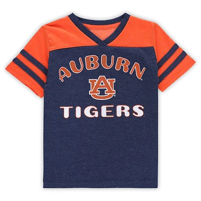 Girls Toddler Colosseum Navy/Orange Auburn Tigers Piecrust Promise Striped V-Neck T-Shirt