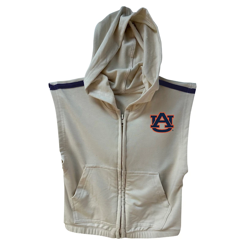 Girls Toddler Wes & Willy Tan Auburn Tigers Tri-Blend Sleeveless Full-Zip Hoodie Tiered Skirt Set